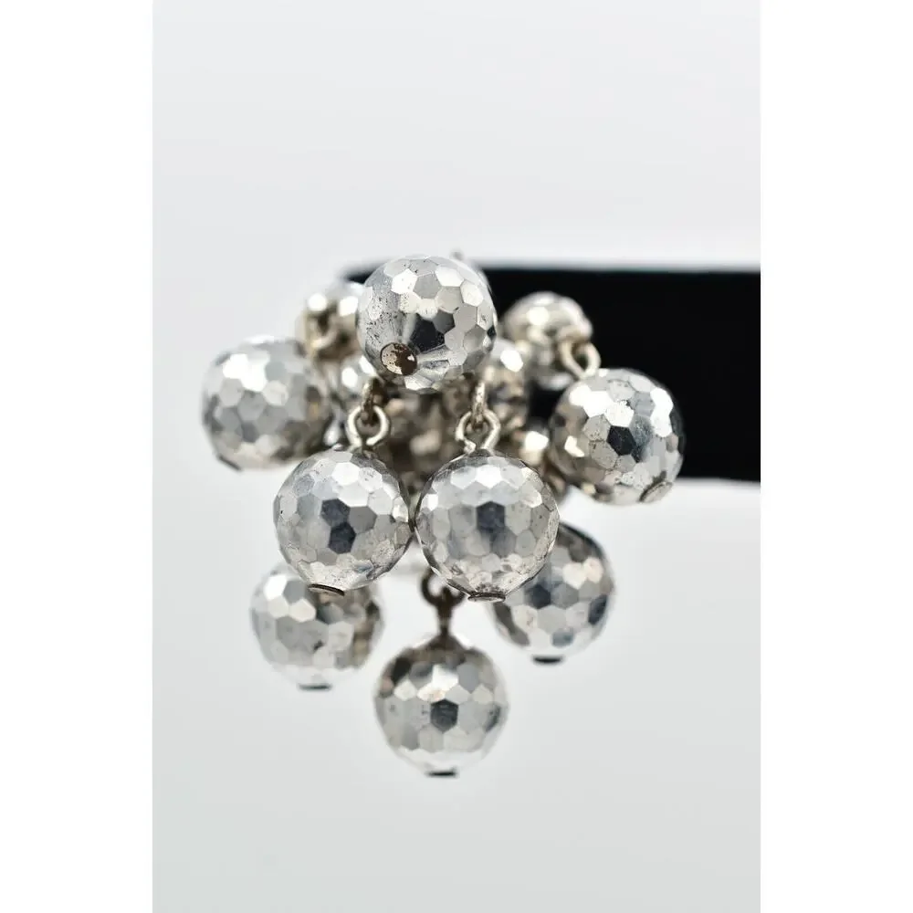 Laguna Vintage Clip On Crystal Earrings Silver Disco Chandelier Signed 50s BinBK
